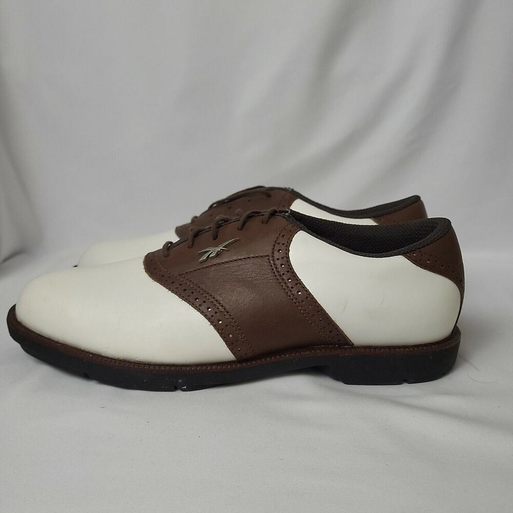Reebok Womens RA812WSI Brown White Leather Lace Up Low Top Golf Shoes Size 9.5 M